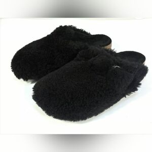 Birkenstock Boston Shearling Mule Black EU 39 / US 8, Big Buckle, New